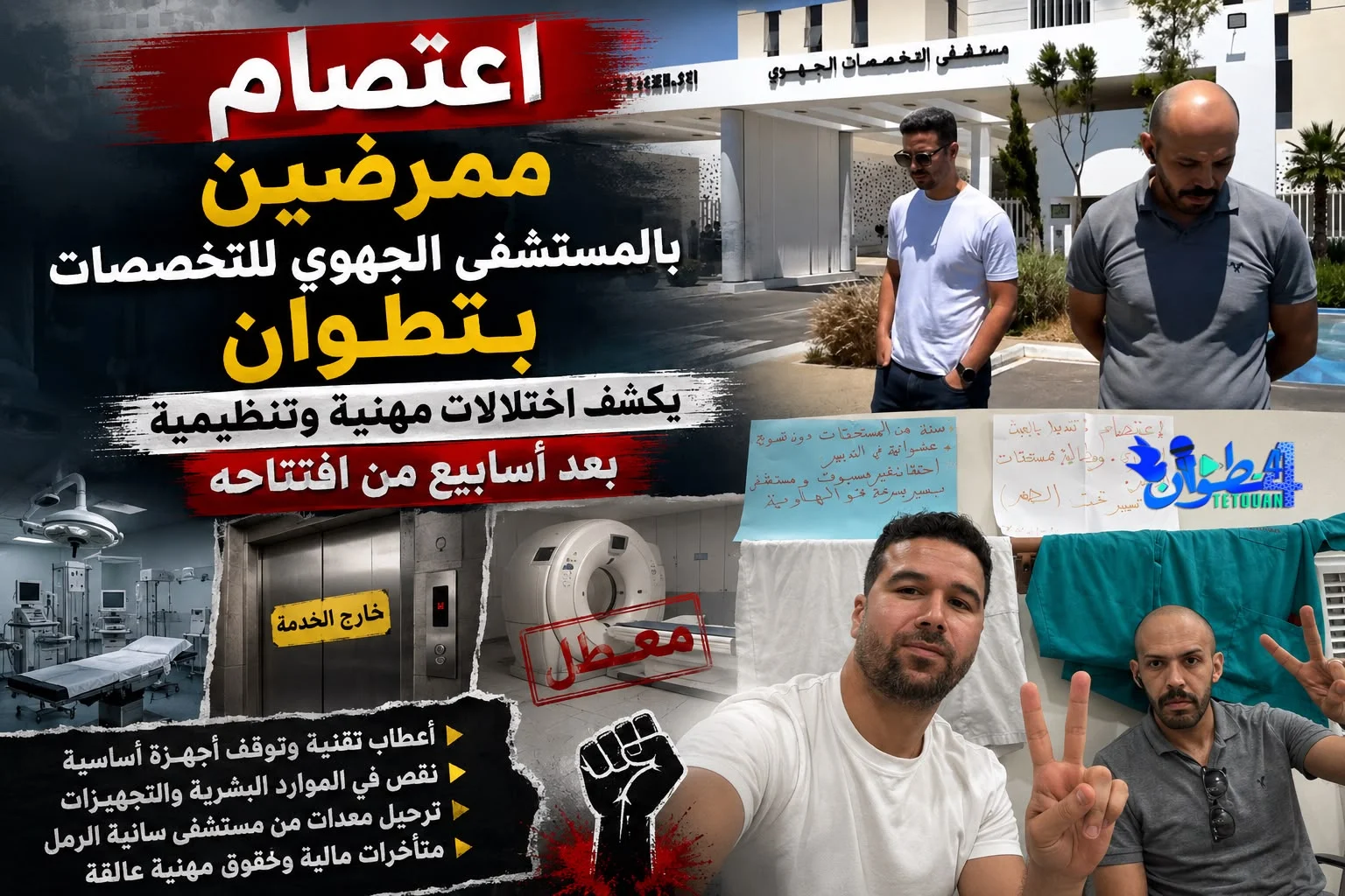 اعتصام ممرضين بالمستشفى الجهوي للتخصصات بتطوان يثير تساؤلات حول جاهزية المؤسسة بعد أسابيع من افتتاحها